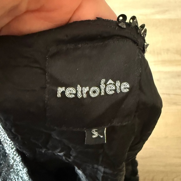 Retrofete black sequin duster jacket / midi wrap dress - Small - Picture 7 of 8